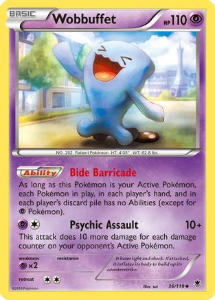 Wobbuffet (36/119) Reverse Holofoil [XY: Phantom Forces] Pokemon Single Pokémon