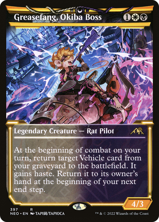 Greasefang, Okiba Boss (NEO-397) [Kamigawa: Neon Dynasty] (Showcase) MTG Single Wizards of the Coast