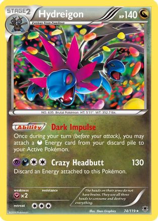 Hydreigon (74/119) Reverse Holofoil [XY: Phantom Forces] Pokemon Single Pokémon
