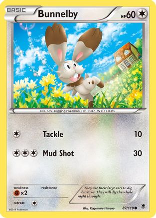 Bunnelby (87/119) Reverse Holofoil [XY: Phantom Forces] Pokemon Single Pokémon