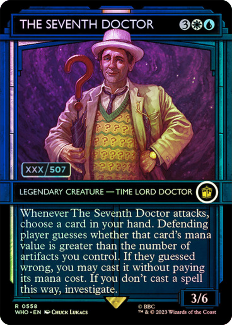 The Seventh Doctor (Serial Numbered) (WHO-558) [Doctor Who] (Showcase) (Borderless) Foil MTG Single Wizards of the Coast