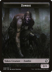 Wolf // Zombie Double-Sided Token [Dungeons & Dragons: Adventures in the Forgotten Realms Tokens] MTG Single Magic: The Gathering   