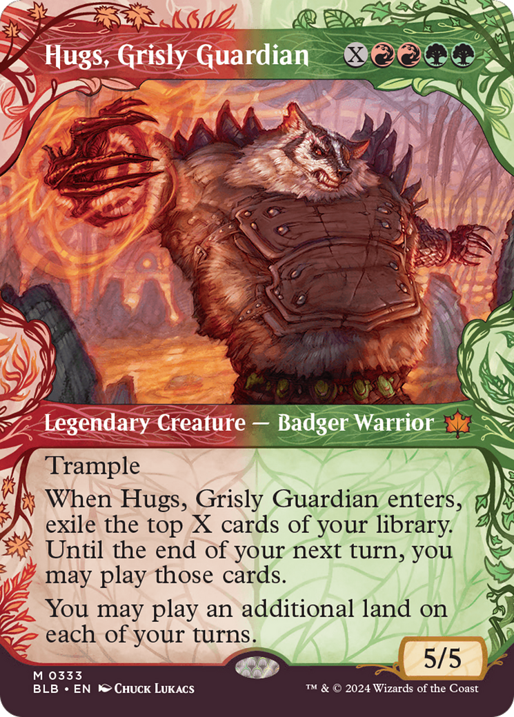 Hugs, Grisly Guardian (BLB-333) [Bloomburrow] (Showcase) (Borderless) Foil MTG Single Wizards of the Coast