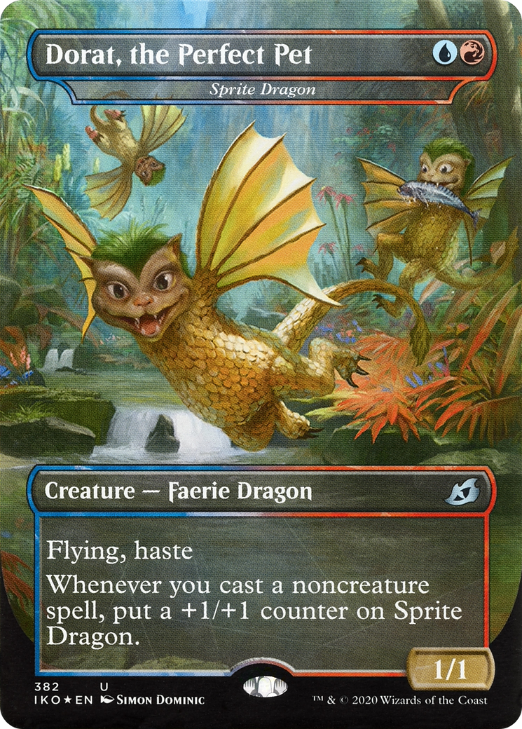 Dorat, the Perfect Pet - Sprite Dragon (IKO-382) [Ikoria: Lair of Behemoths] (Borderless) Foil MTG Single Wizards of the Coast