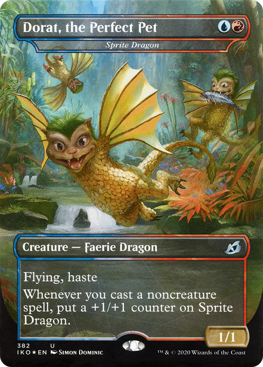 Dorat, the Perfect Pet - Sprite Dragon (IKO-382) [Ikoria: Lair of Behemoths] (Borderless) Foil MTG Single Wizards of the Coast