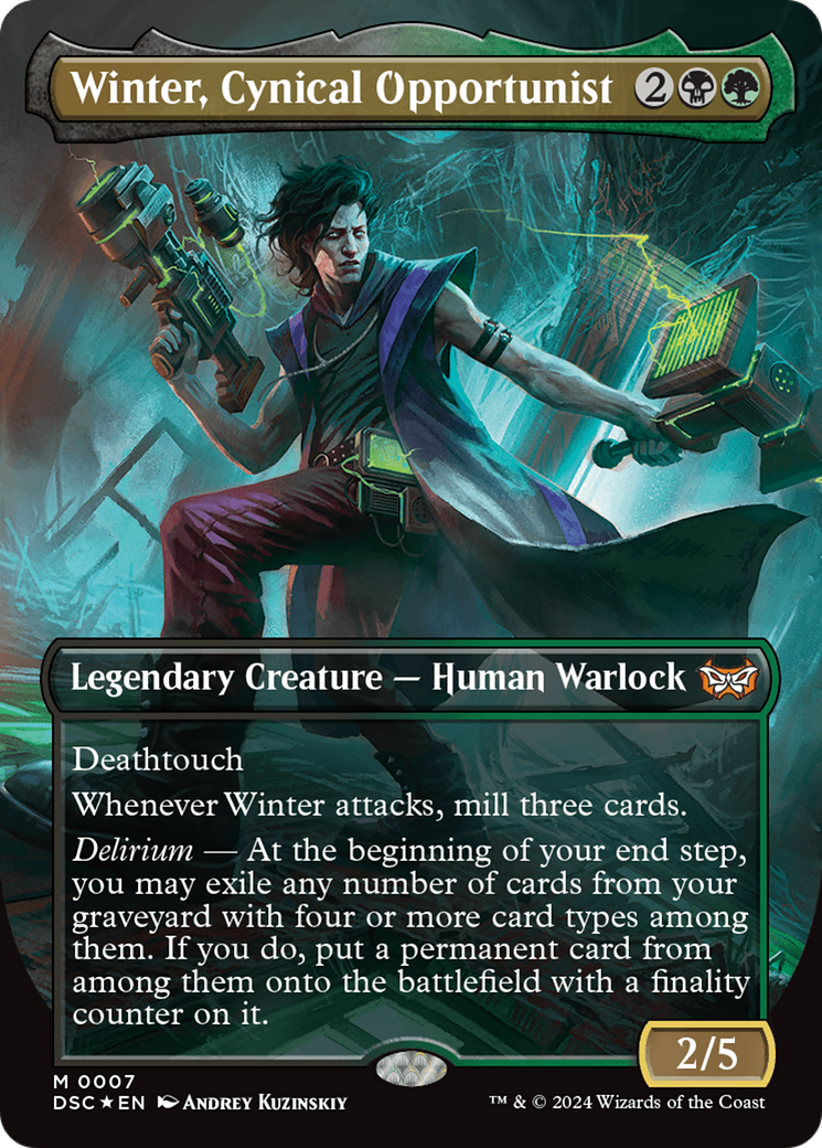 Winter, Cynical Opportunist (DSC-007) [Duskmourn: House of Horror Commander] (Borderless) Foil MTG Single Wizards of the Coast