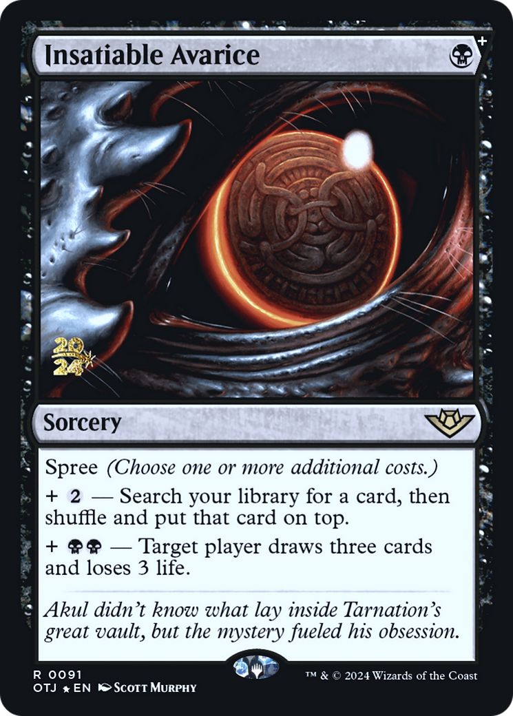 Insatiable Avarice (PRE-091) [Outlaws of Thunder Junction Promos] Foil MTG Single Wizards of the Coast