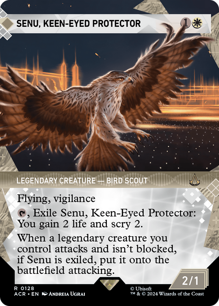 Senu, Keen-Eyed Protector (ACR-128) [Assassin's Creed] (Showcase) (Borderless) Foil MTG Single Wizards of the Coast