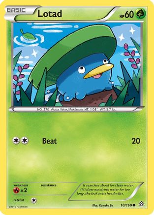 Lotad (10/160) Reverse Holofoil [XY: Primal Clash] Pokemon Single Pokémon