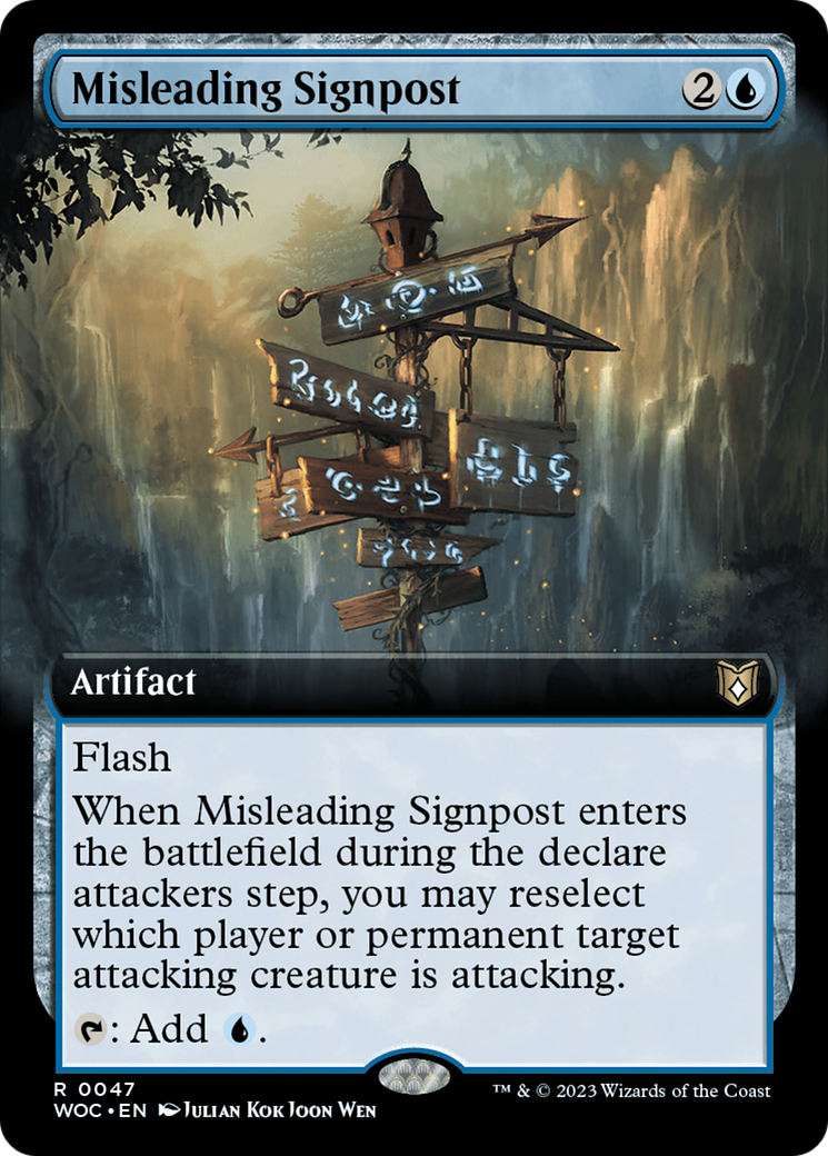 Misleading Signpost (WOC-047) [Wilds of Eldraine Commander] (Extended Art) MTG Single Wizards of the Coast