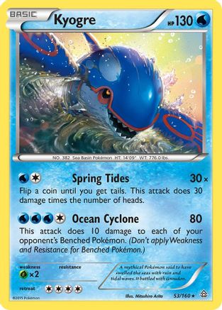 Kyogre (53/160) Reverse Holofoil [XY: Primal Clash] Pokemon Single Pokémon