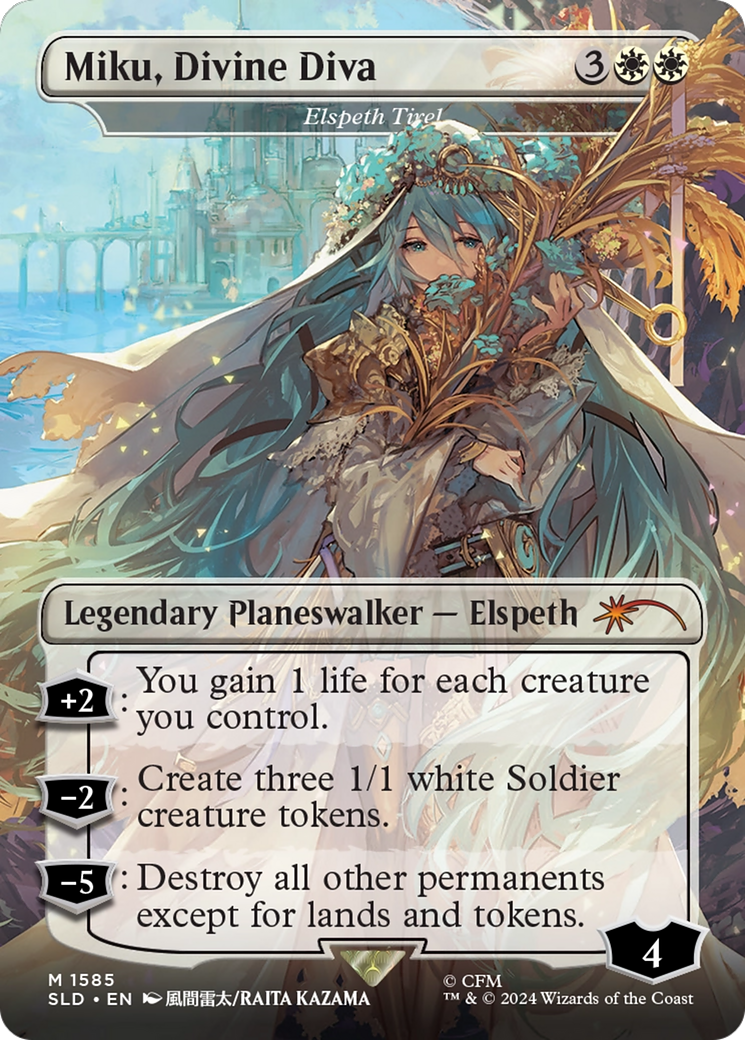 Miku, Divine Diva - Elspeth Tirel (SLD-1585) [Secret Lair] Drop (Borderless) MTG Single Wizards of the Coast
