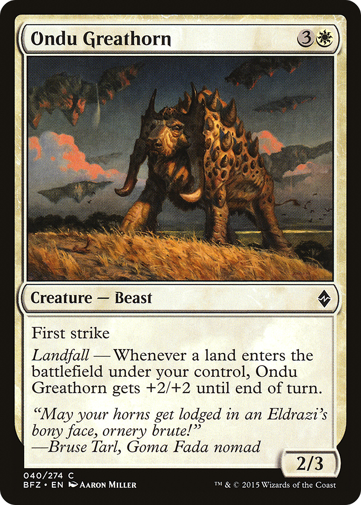 Ondu Greathorn (BFZ-040) [Battle for Zendikar] Foil MTG Single Wizards of the Coast