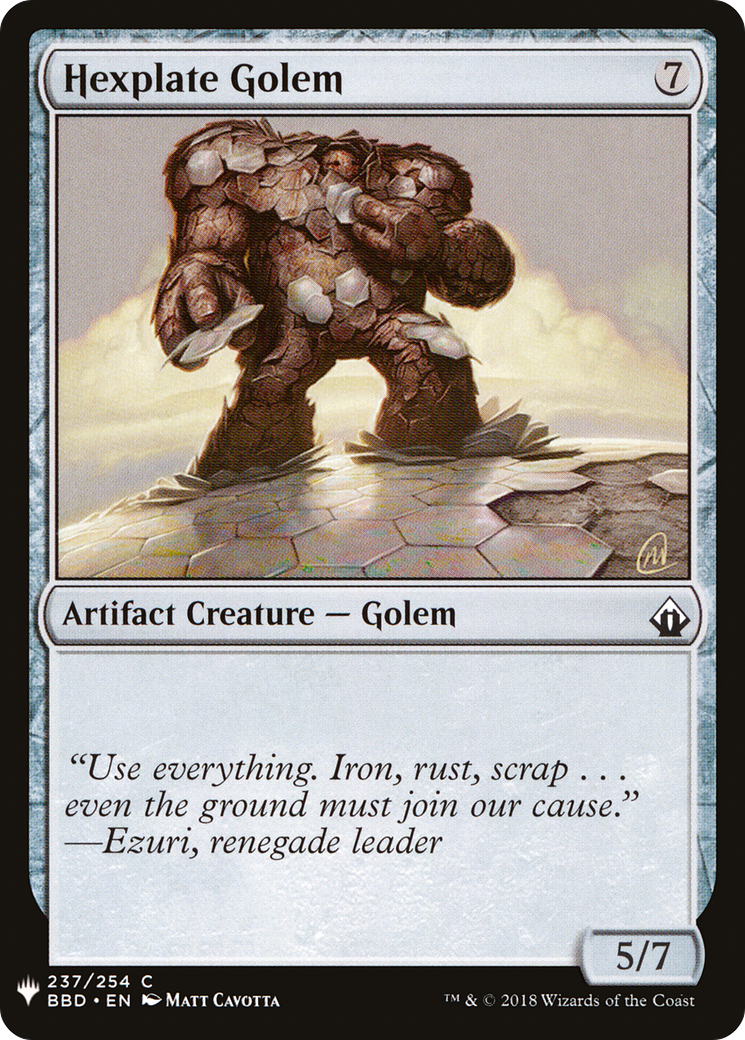 Hexplate Golem (LIST-BBD-237) [Mystery Booster] The List MTG Single Wizards of the Coast