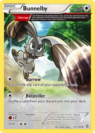 Bunnelby (Omega) (121/160) Reverse Holofoil [XY: Primal Clash] Pokemon Single Pokémon