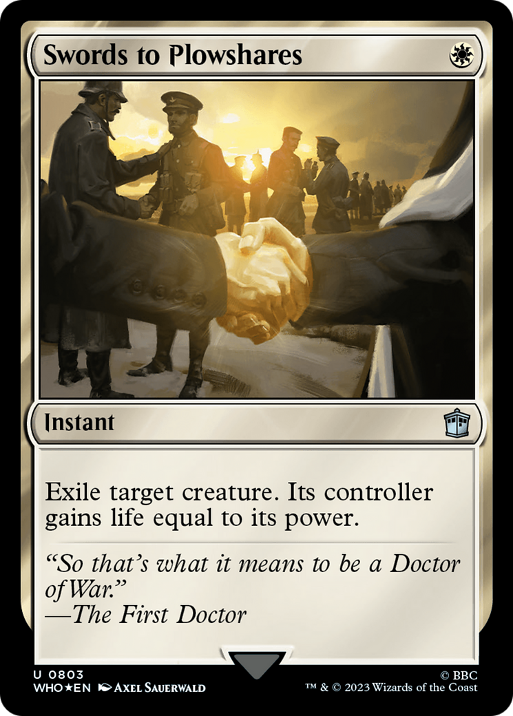 Swords to Plowshares (Surge Foil) (WHO-803) [Doctor Who] Foil MTG Single Wizards of the Coast