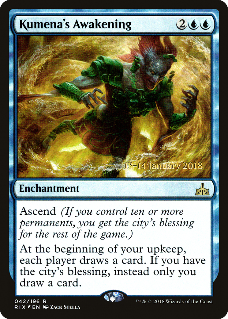 Kumena's Awakening (PRE-042) [Rivals of Ixalan Promos] Foil MTG Single Wizards of the Coast