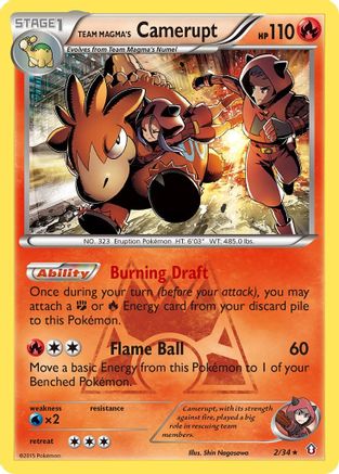 Team Magma's Camerupt (2/34) Reverse Holofoil [XY: Double Crisis] Pokemon Single Pokémon