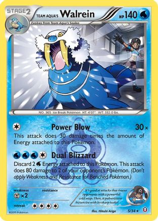Team Aqua's Walrein (5/34) Reverse Holofoil [XY: Double Crisis] Pokemon Single Pokémon