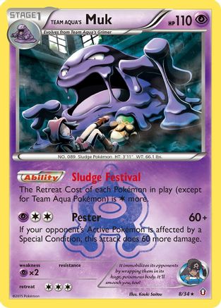 Team Aqua's Muk (8/34) Reverse Holofoil [Double Crisis] Pokemon Single Pokémon