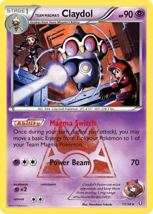 Team Magma's Claydol (11/34) Reverse Holofoil [XY: Double Crisis] Pokemon Single Pokémon