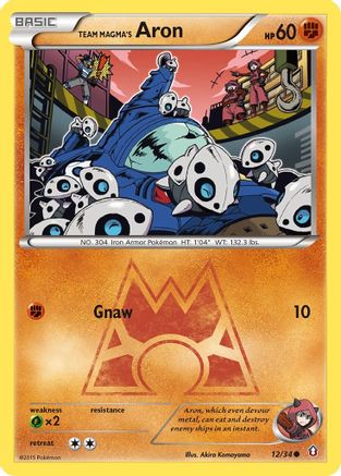Team Magma's Aron (12/34) Reverse Holofoil [XY: Double Crisis] Pokemon Single Pokémon