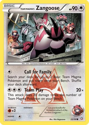 Team Magma's Zangoose (22/34) Reverse Holofoil [XY: Double Crisis] Pokemon Single Pokémon