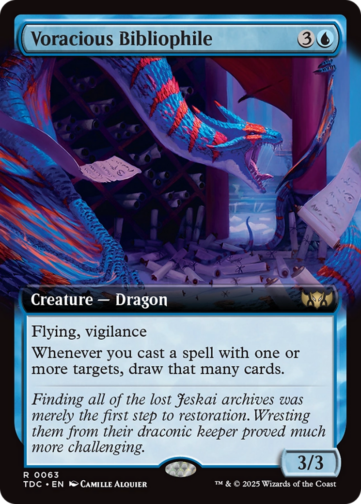 Voracious Bibliophile (Extended Art) (TDC-063) [Commander: Tarkir: Dragonstorm]: (Extended Art) MTG Single Wizards of the Coast