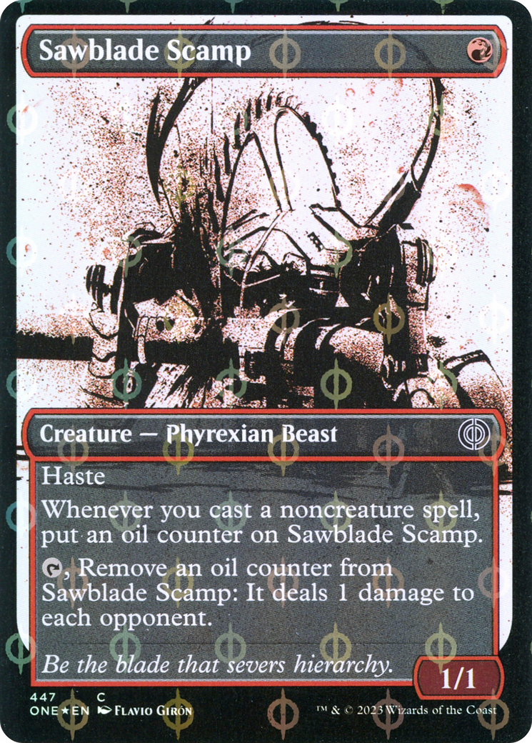 Sawblade Scamp (Step-and-Compleat Foil) (ONE-447) [Phyrexia: All Will Be One] (Showcase) Foil MTG Single Wizards of the Coast