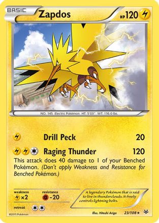 Zapdos (23/108) Reverse Holofoil [XY: Roaring Skies] Pokemon Single Pokémon