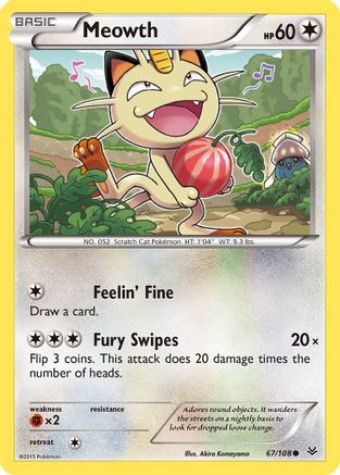 Meowth (67/108) Reverse Holofoil [XY: Roaring Skies] Pokemon Single Pokémon