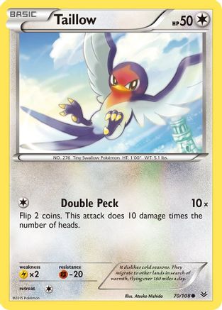 Taillow (70/108) Reverse Holofoil [XY: Roaring Skies] Pokemon Single Pokémon