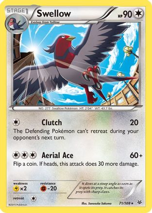 Swellow (71) (/108) Reverse Holofoil [XY: Roaring Skies] Pokemon Single Pokémon