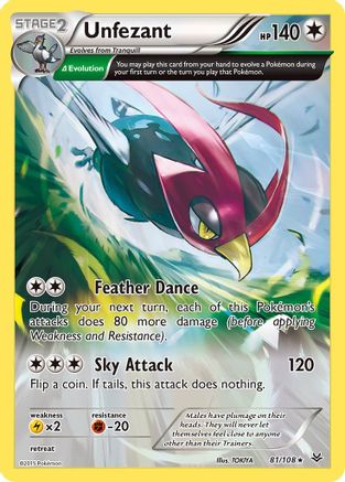 Unfezant (81 Delta) (81/108) Reverse Holofoil [XY: Roaring Skies] Pokemon Single Pokémon