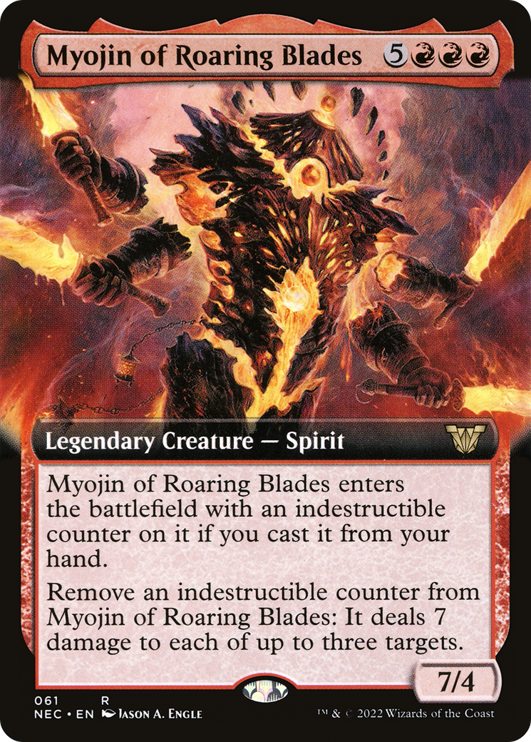 Myojin of Roaring Blades (NEC-061) [Neon Dynasty Commander] (Extended Art) MTG Single Wizards of the Coast
