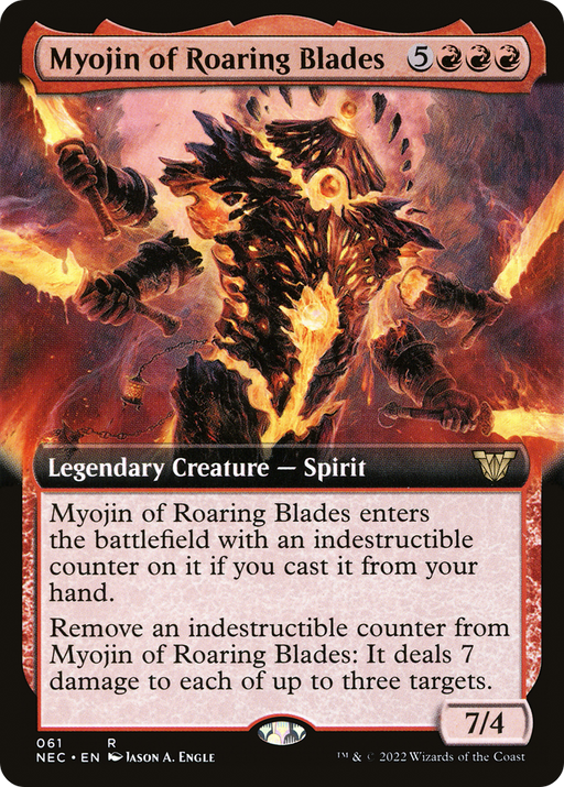 Myojin of Roaring Blades (NEC-061) [Neon Dynasty Commander] (Extended Art) MTG Single Wizards of the Coast