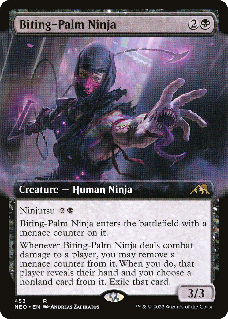 Biting-Palm Ninja (NEO-452) [Kamigawa: Neon Dynasty] (Extended Art) Foil MTG Single Wizards of the Coast