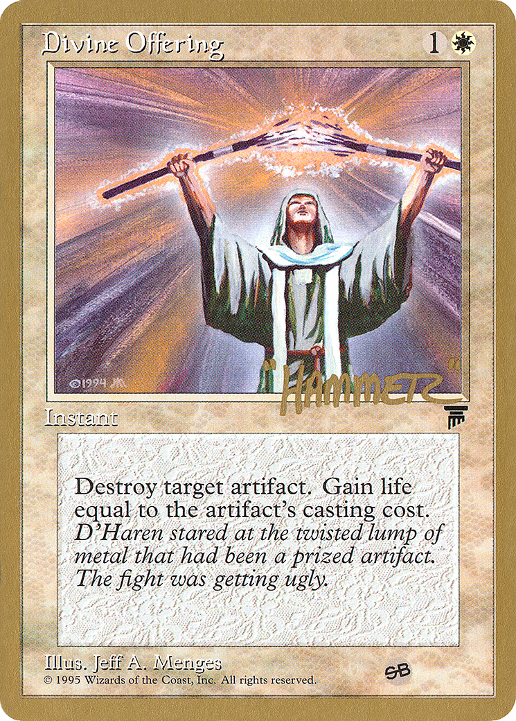 Divine Offering - 1996 Shawn "Hammer" Regnier (LEG) (SB) (WCD-) [Misc] Pro Tour Collector Set MTG Single Wizards of the Coast