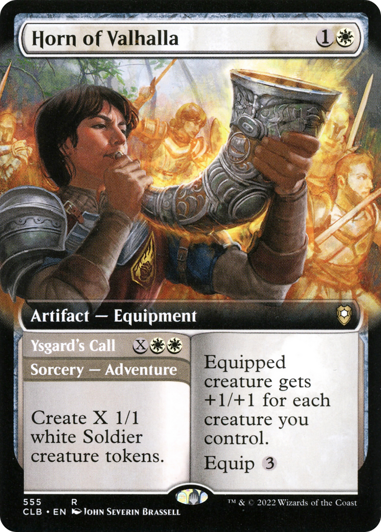 Horn of Valhalla // Ysgard's Call (CLB-555) [Commander Legends: Battle for Baldur's Gate] (Extended Art) Foil MTG Single Wizards of the Coast