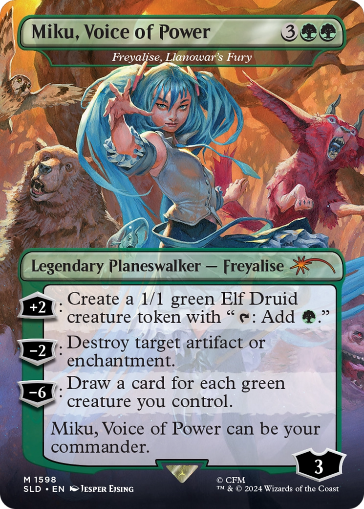 Miku, Voice of Power - Freyalise, Llanowar's Fury (SLD-1598) [Secret Lair] Drop (Borderless) MTG Single Wizards of the Coast