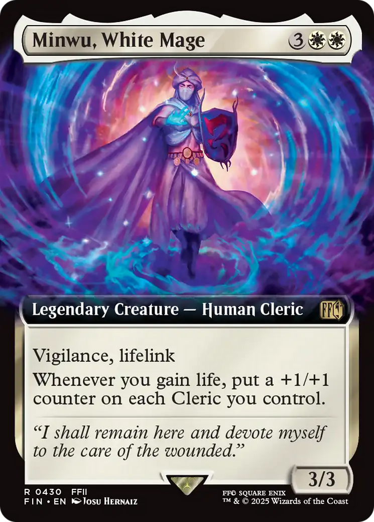 Minwu, White Mage (FIN-430) [FINAL FANTASY] (Extended Art) Foil MTG Single Wizards of the Coast