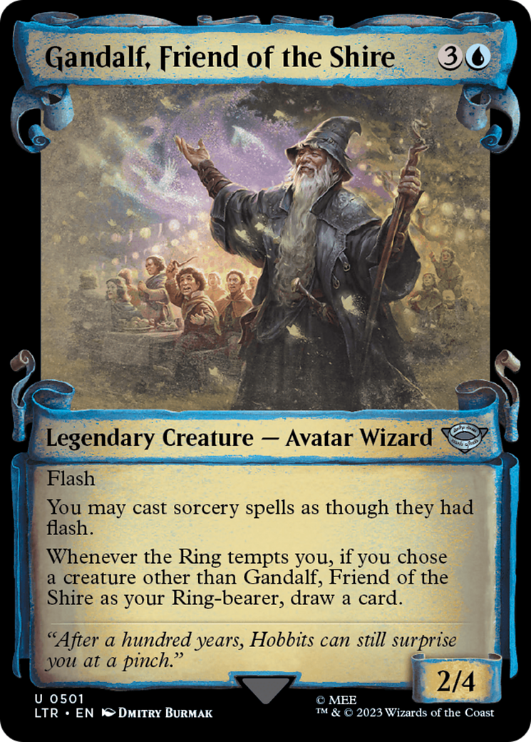 Gandalf, Friend of the Shire (Showcase Scrolls) (LTR-501) [The Lord of the Rings: Tales of Middle-earth] (Showcase) Foil MTG Single Wizards of the Coast