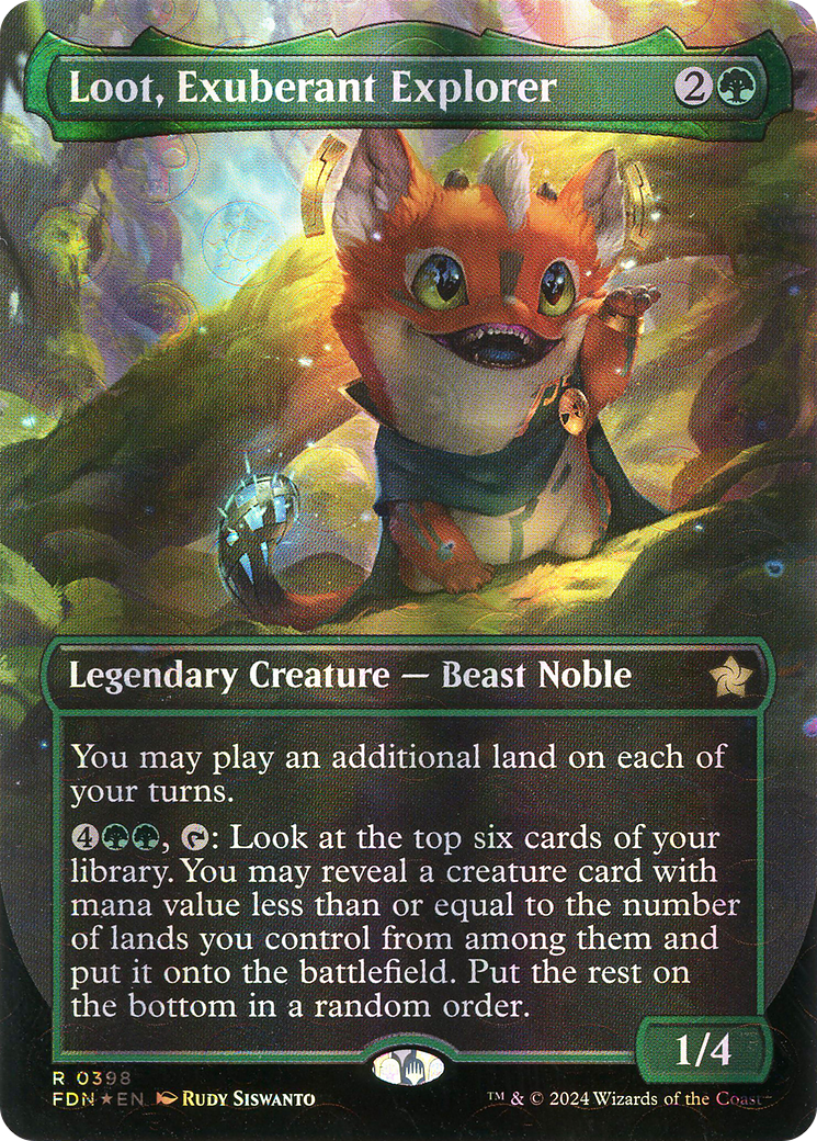 Loot, Exuberant Explorer (Mana Foil) (FDN-398) [Foundations] (Borderless) Foil MTG Single Wizards of the Coast
