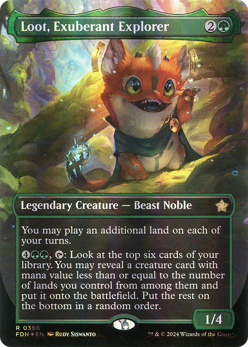 Loot, Exuberant Explorer (Mana Foil) (FDN-398) [Foundations] (Borderless) Foil MTG Single Wizards of the Coast
