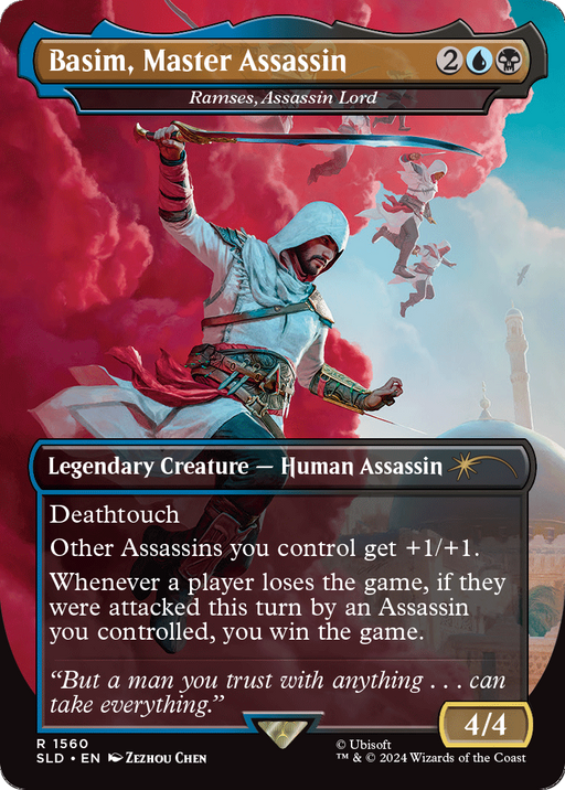 Basim, Master Assassin - Ramses, Assassin Lord (SLD-1560) [Secret Lair Drop] (Borderless) MTG Single Wizards of the Coast