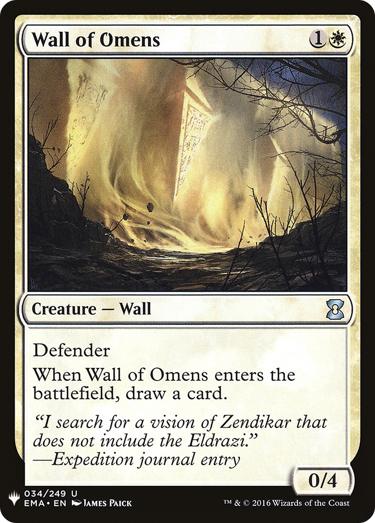 Wall of Omens (LIST-EMA-34) [Mystery Booster] The List MTG Single Wizards of the Coast