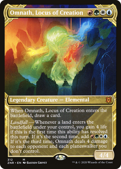 Omnath, Locus of Creation (ZNR-312) [Zendikar Rising] (Showcase) MTG Single Wizards of the Coast