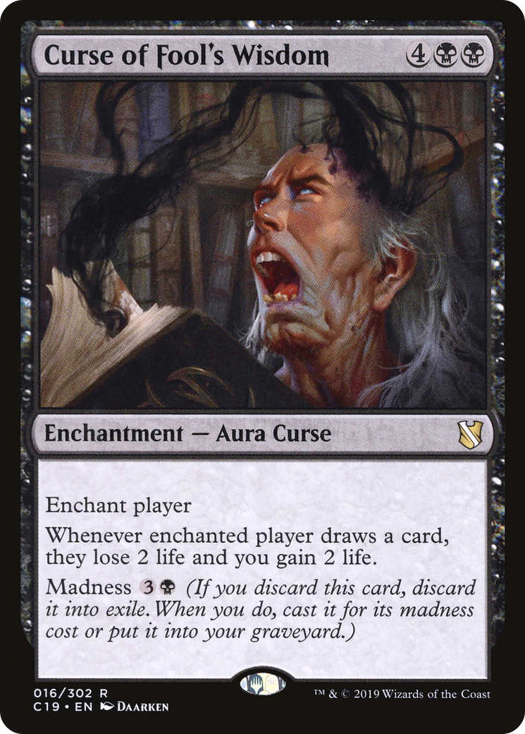 Curse of Fool's Wisdom (C19-016) [Commander 2019] MTG Single Wizards of the Coast