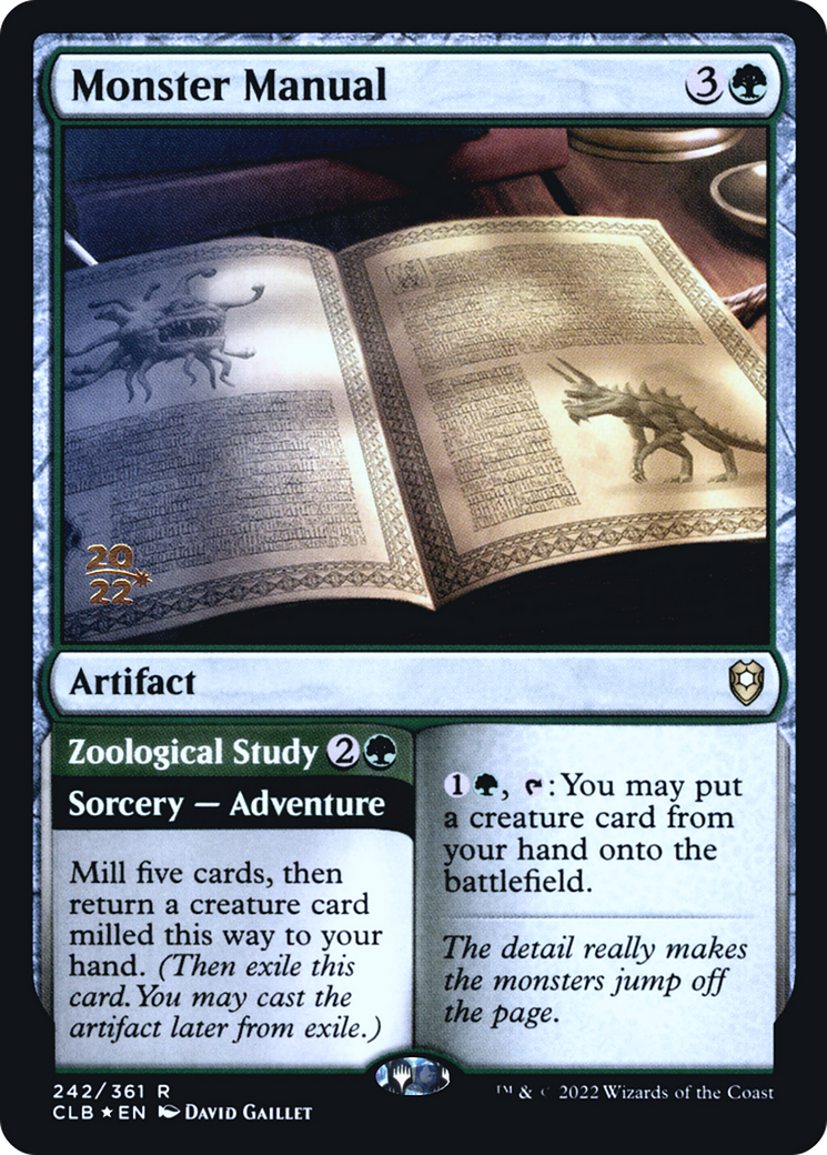 Monster Manual // Zoological Study (PRE-242S) [Battle for Baldur's Gate Promos] Foil MTG Single Wizards of the Coast