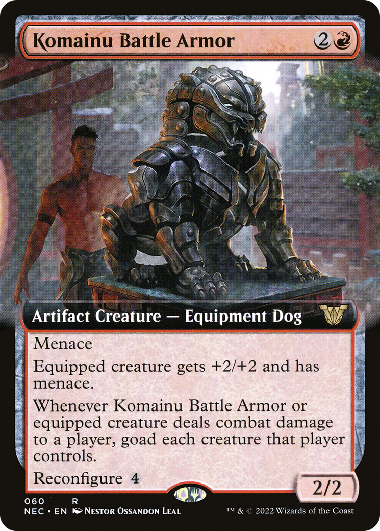 Komainu Battle Armor (NEC-060) [Neon Dynasty Commander] (Extended Art) MTG Single Wizards of the Coast